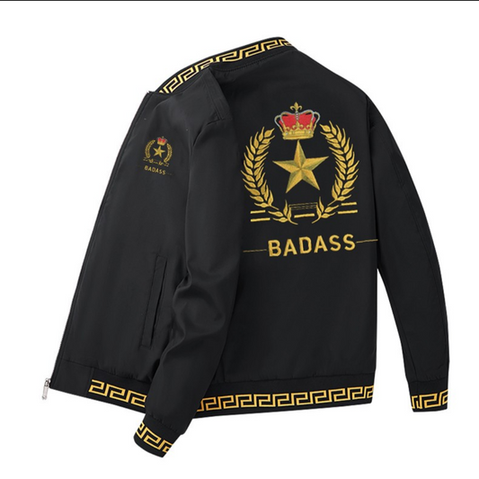 BADASS FASHION WEAR SPORT CASUAL, JACKET    Embroidery, Black, Gold, Luxury,