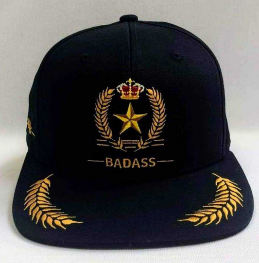 BADASS Luxury Gold Embroidery Hat, Black & Gold